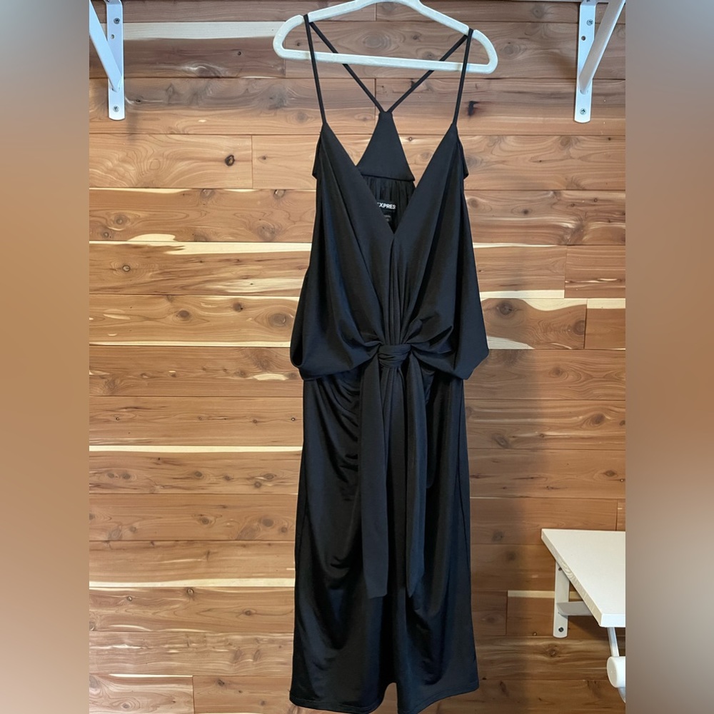 Express Black Front Tie Knot Mini Dress